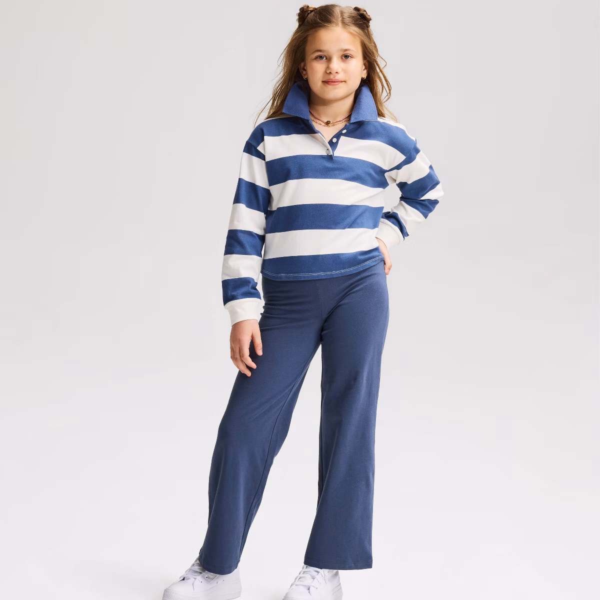 Girls' Wide Leg Leggings - Cat & Jack™ - Deep Blue XS