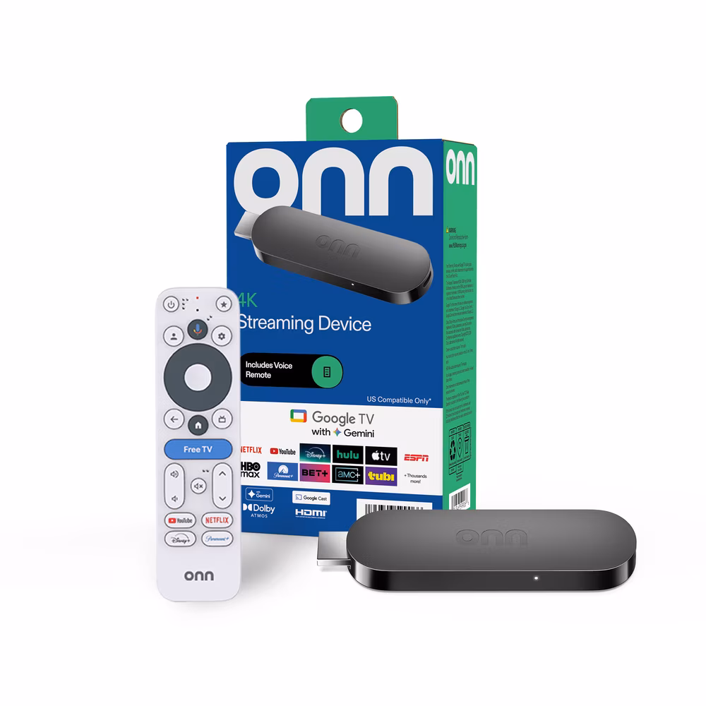 onn 4K Streaming Device, Google TV with Gemini (NEW 2026 Model) - Fast Streaming, Ultra HD, 8GB Storage, 2GB RAM, Remote With Voice Control - U.S. Compatible only