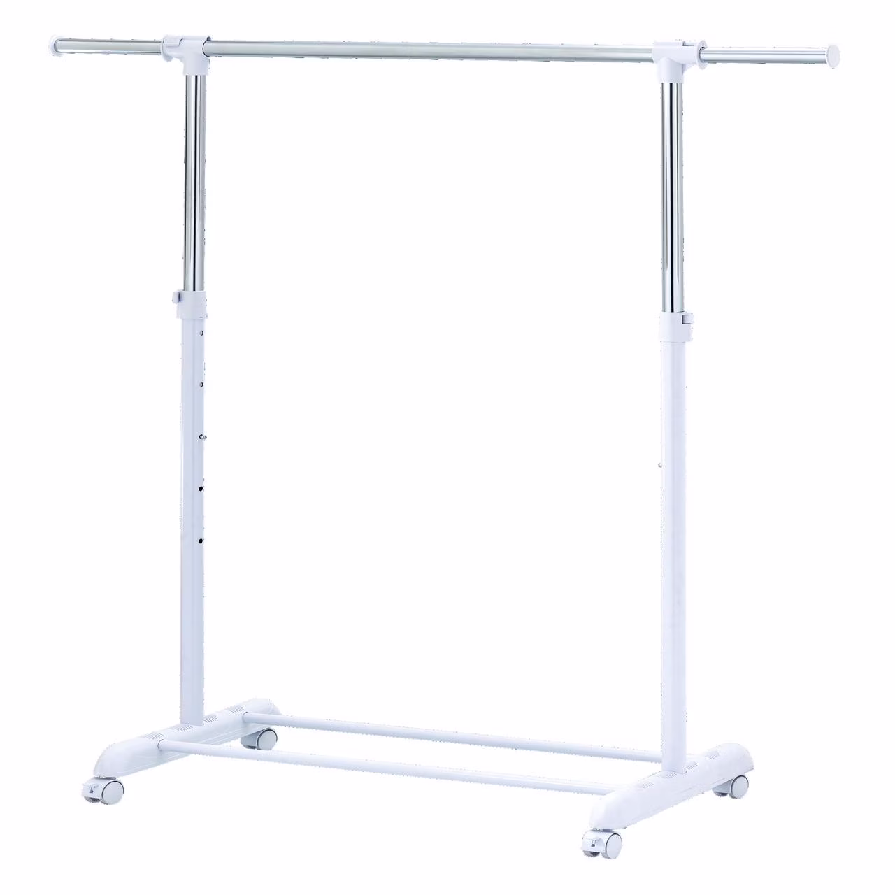Mainstays Adjustable Metal Rolling Garment Rack, Chrome & White
