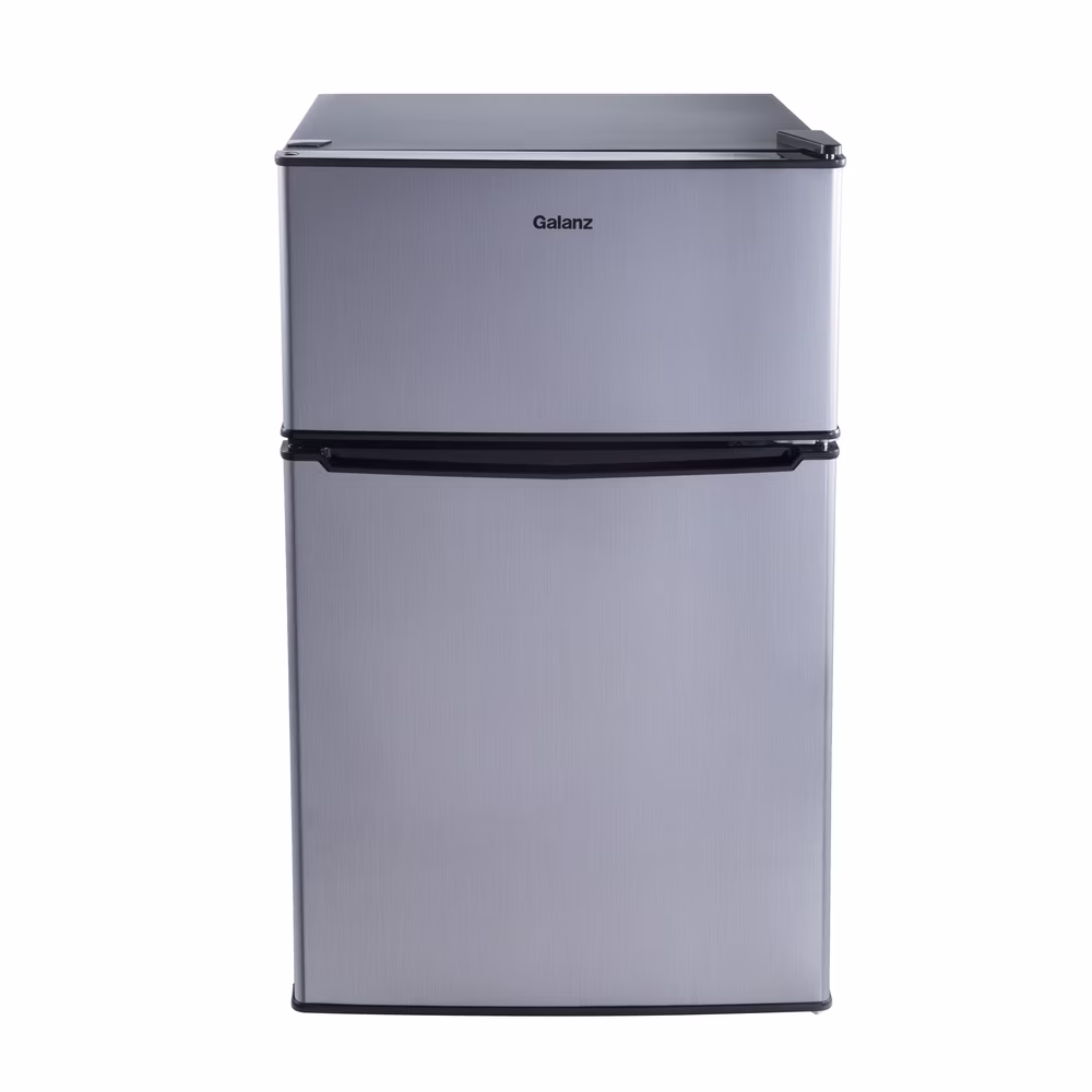 Galanz 3.1 Cu Ft Two Door Mini Fridge With Freezer Stainless Steel - Energy star certified, compact and efficient for dorms, offices, and small spaces