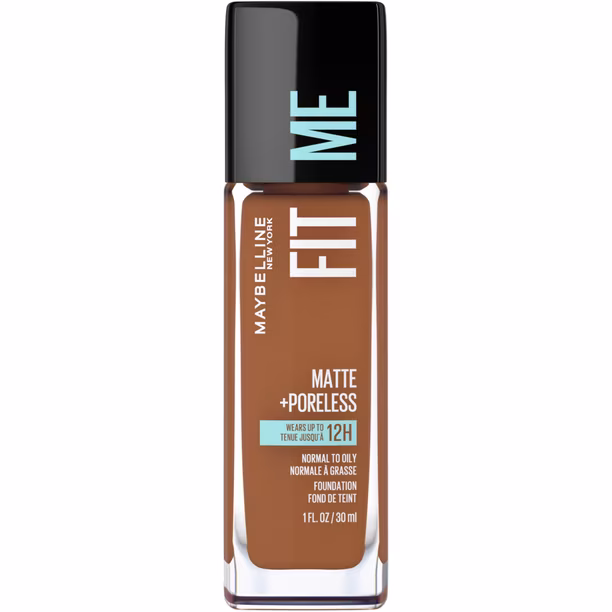 Maybelline Fit Me Matte + Poreless Liquid Foundation Makeup, Mocha, 1 fl. oz.
