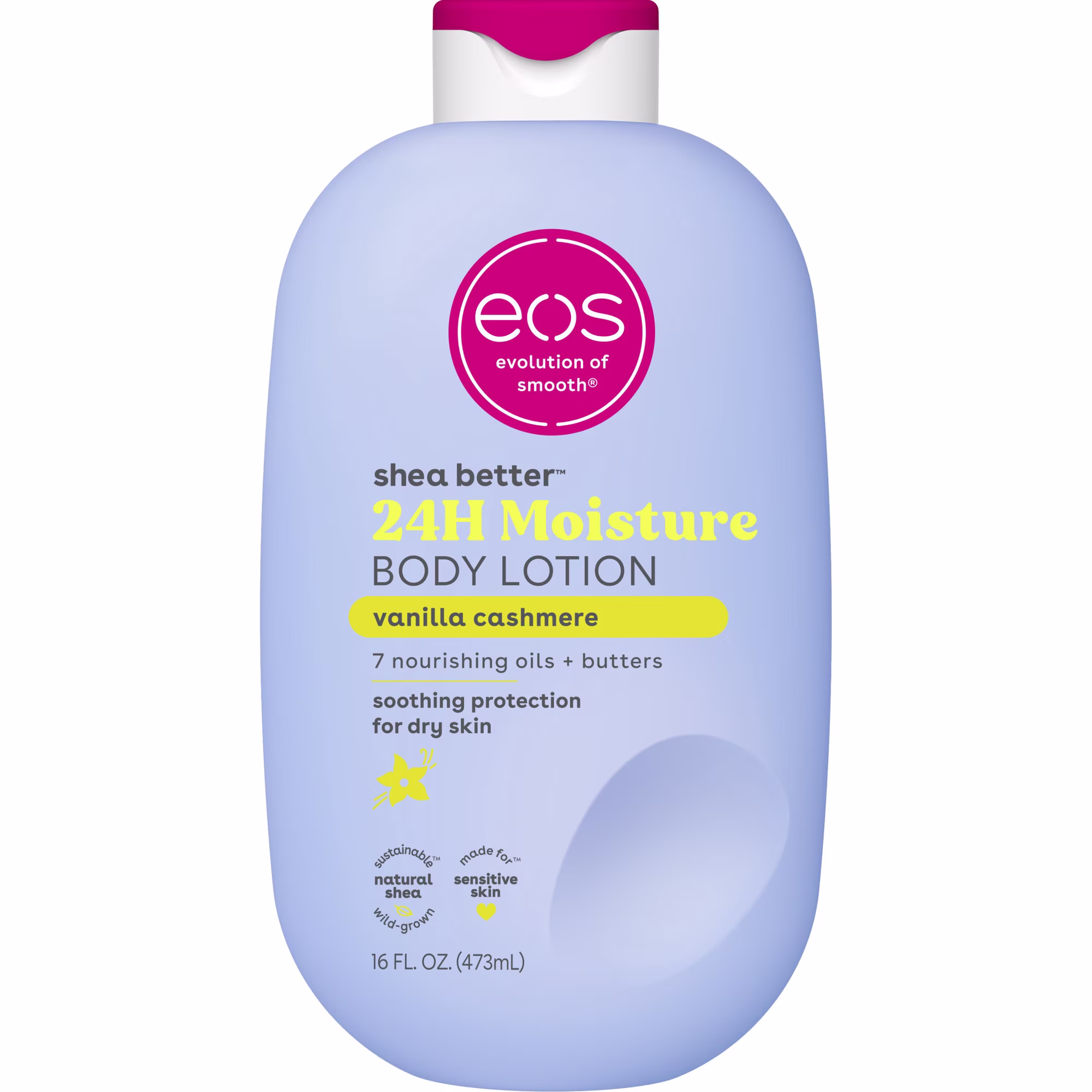 eos Vanilla Cashmere Shea Better Body Lotion, 24 Hour Moisturizing Daily Body Moisturizer for Dry Skin with Shea Butter, 16 fl oz
