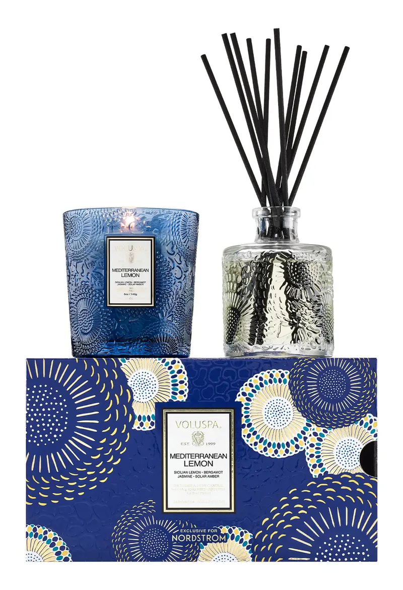 Voluspa Mediterranean Lemon Candle & Diffuser Duo